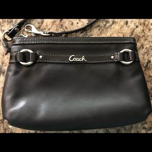 Black Leather Coach Wristlet